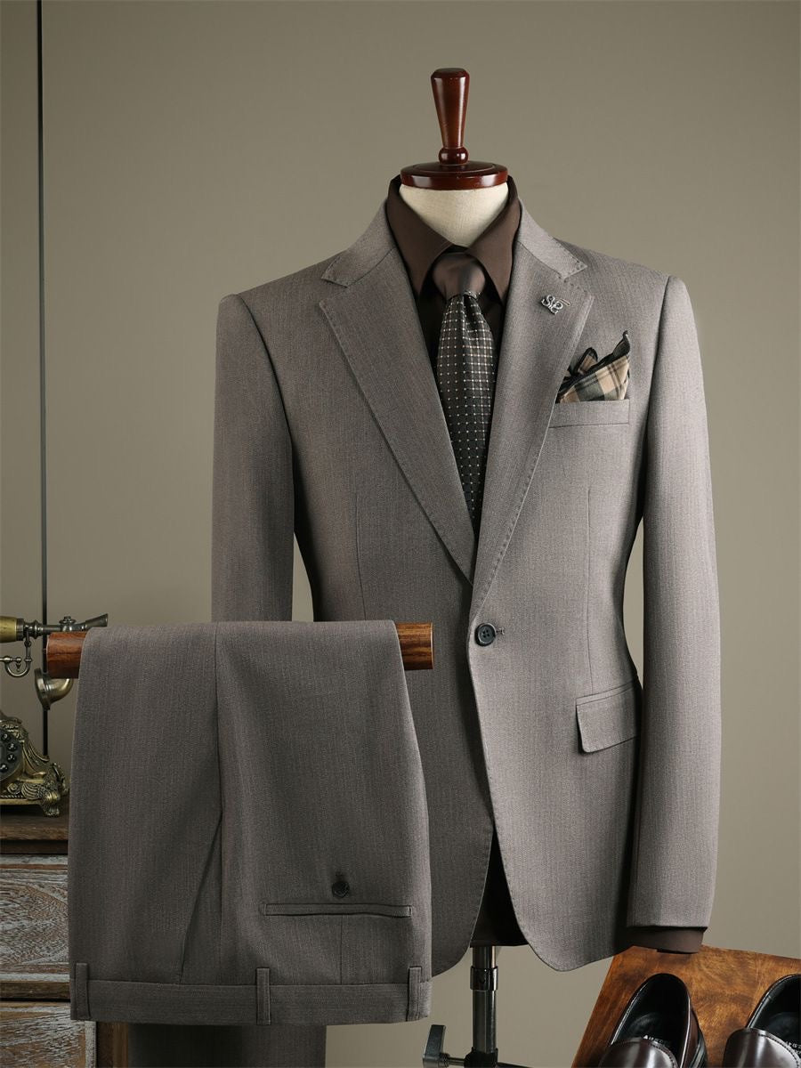 Men's Double-Breasted Wedding Suit Formal Wear Set Two-Piece Solid Color Business Professional Suit