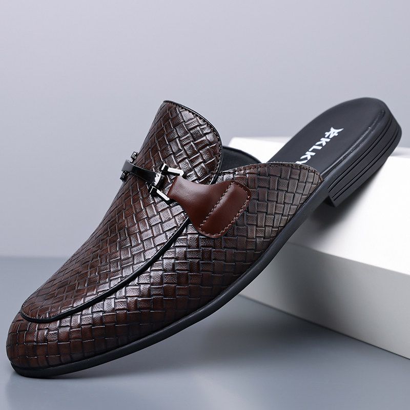 Men's slip-on leather slippers
