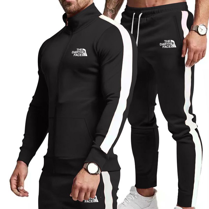 SUIT European and American Fall/Winter New Casual Sports Suit Color-Block Design for Young Men with Unique Hood