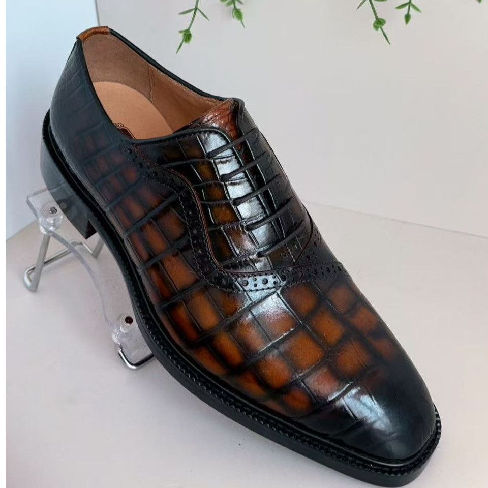 High-end Imported Alligator Leather Handmade Goodyear Welt Business Casual Men's Dress Shoes