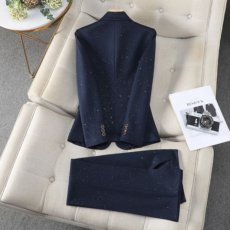 Free return shipping if not satisfied. High-end Striped Professional Suit