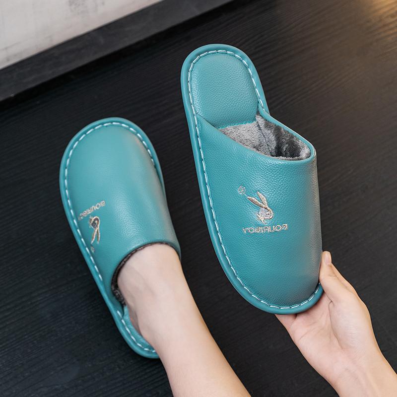 Winter New Men's and Women's Warm Cotton Slippers with Plush Lining, Waterproof and Cold-resistant, Padded Slippers for Dad and Mom