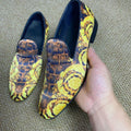 Foreign trade printed fabric loafers, slip-on shallow mouth loafers, versatile for hairstylists.
