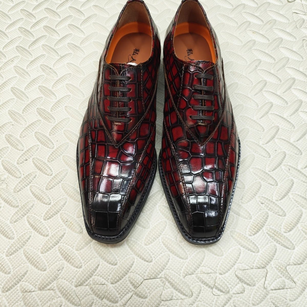 High-end Imported Alligator Leather Handmade Goodyear Welt Business Casual Men's Dress Shoes
