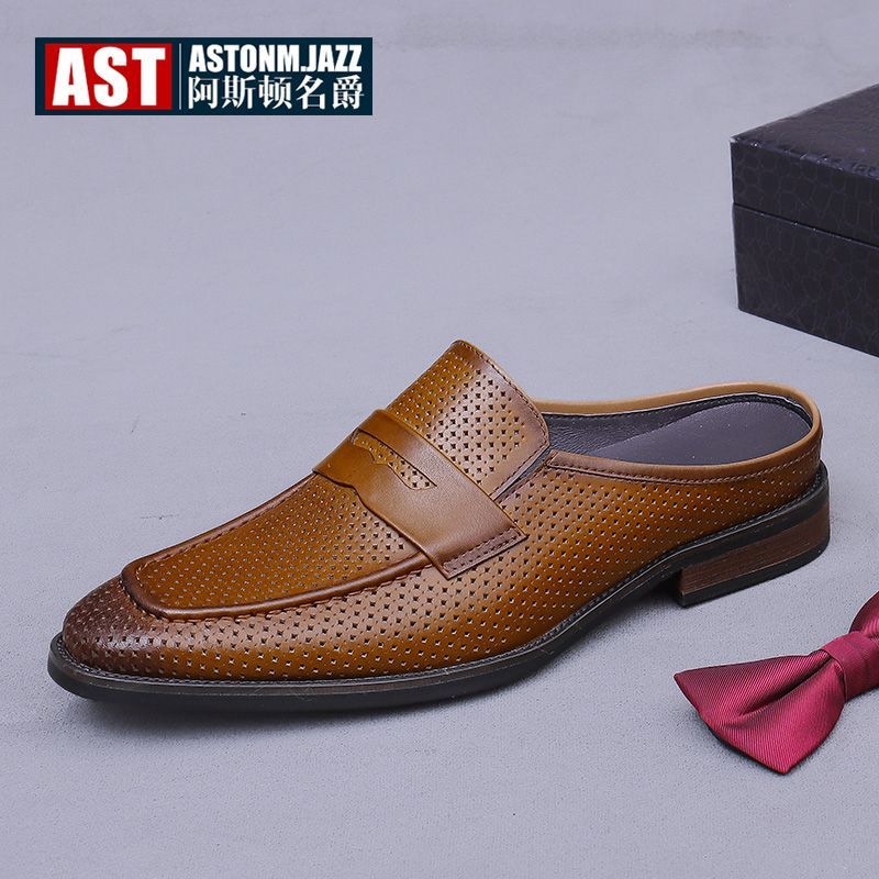 European-style men's mule loafers with closed toes