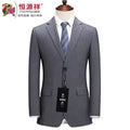 New Men's Suit British Style Striped Light Gray Business Casual Formal Groom Wedding Attire
