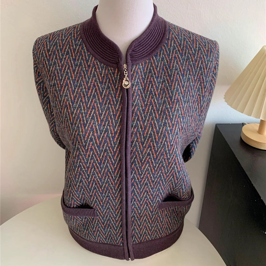 Elderly Women's Autumn and Winter Cardigan Jacket