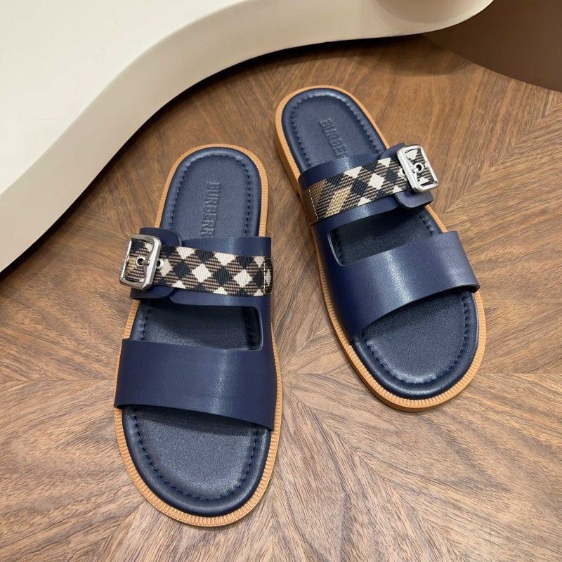 European Station Summer New Plaid Genuine Leather Men's