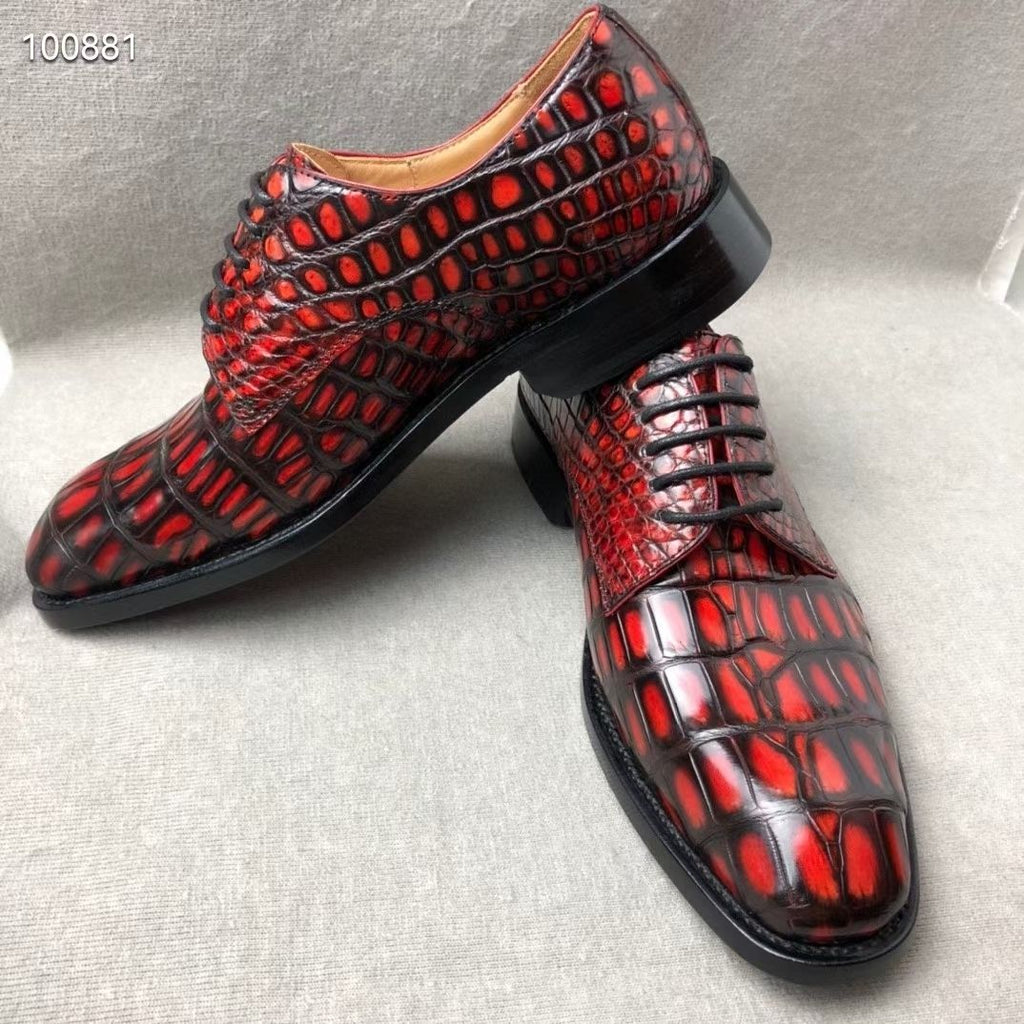 High-end Handmade Goodyear Crocodile Leather Men's Business Dress Shoes Rare and Noble Polish