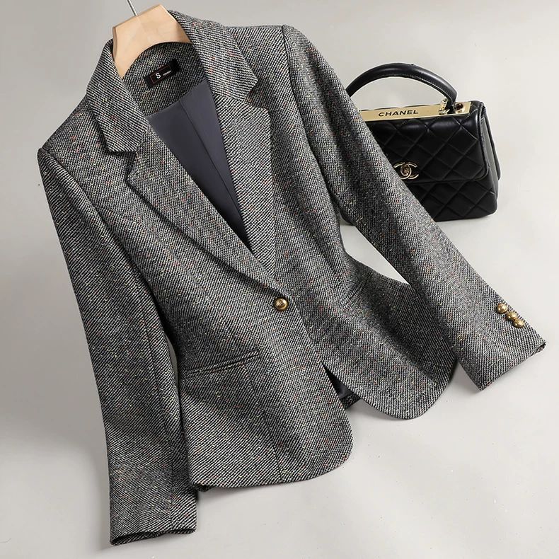 Gray Houndstooth Blazer for Women 2026