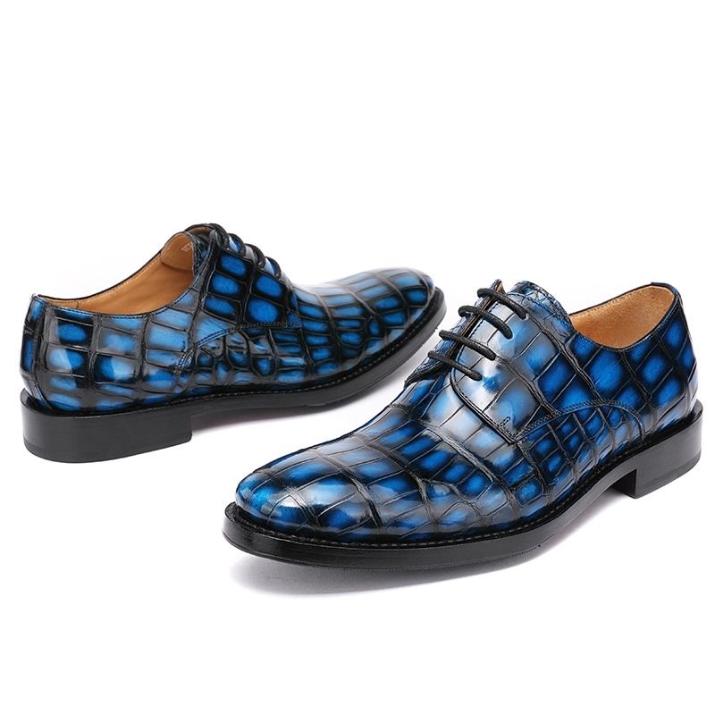 High-end Handmade Goodyear Crocodile Leather Men's Business Dress Shoes Rare and Noble Polish