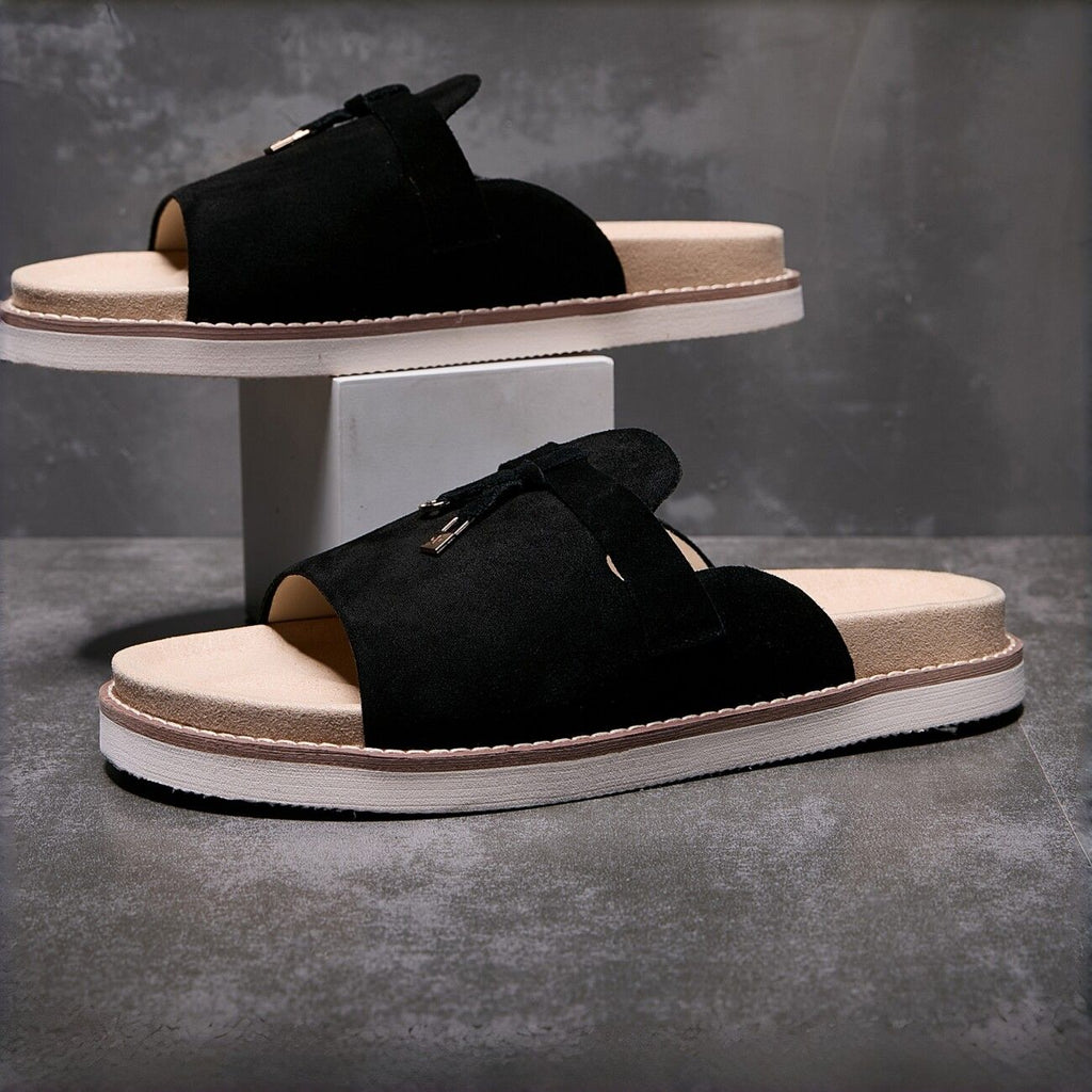 Men's Suede Slide Sandals with Thick Soles