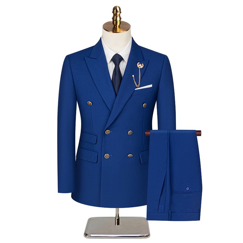 Men's Double-Breasted Wedding Suit Formal Wear Set Two-Piece Solid Color Business Professional Suit