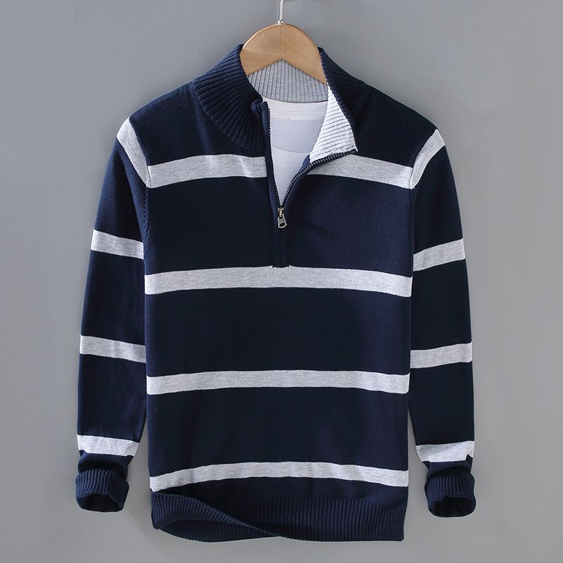 Korean style collared knit sweater for men, autumn and winter