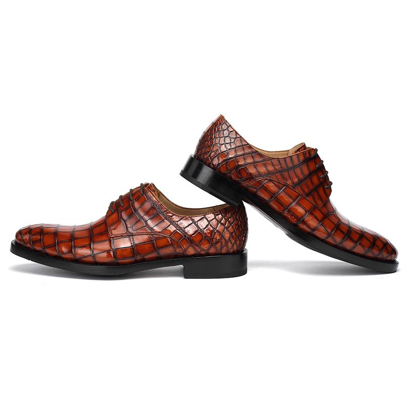 High-end Handmade Goodyear Crocodile Leather Men's Business Dress Shoes Rare and Noble Polish