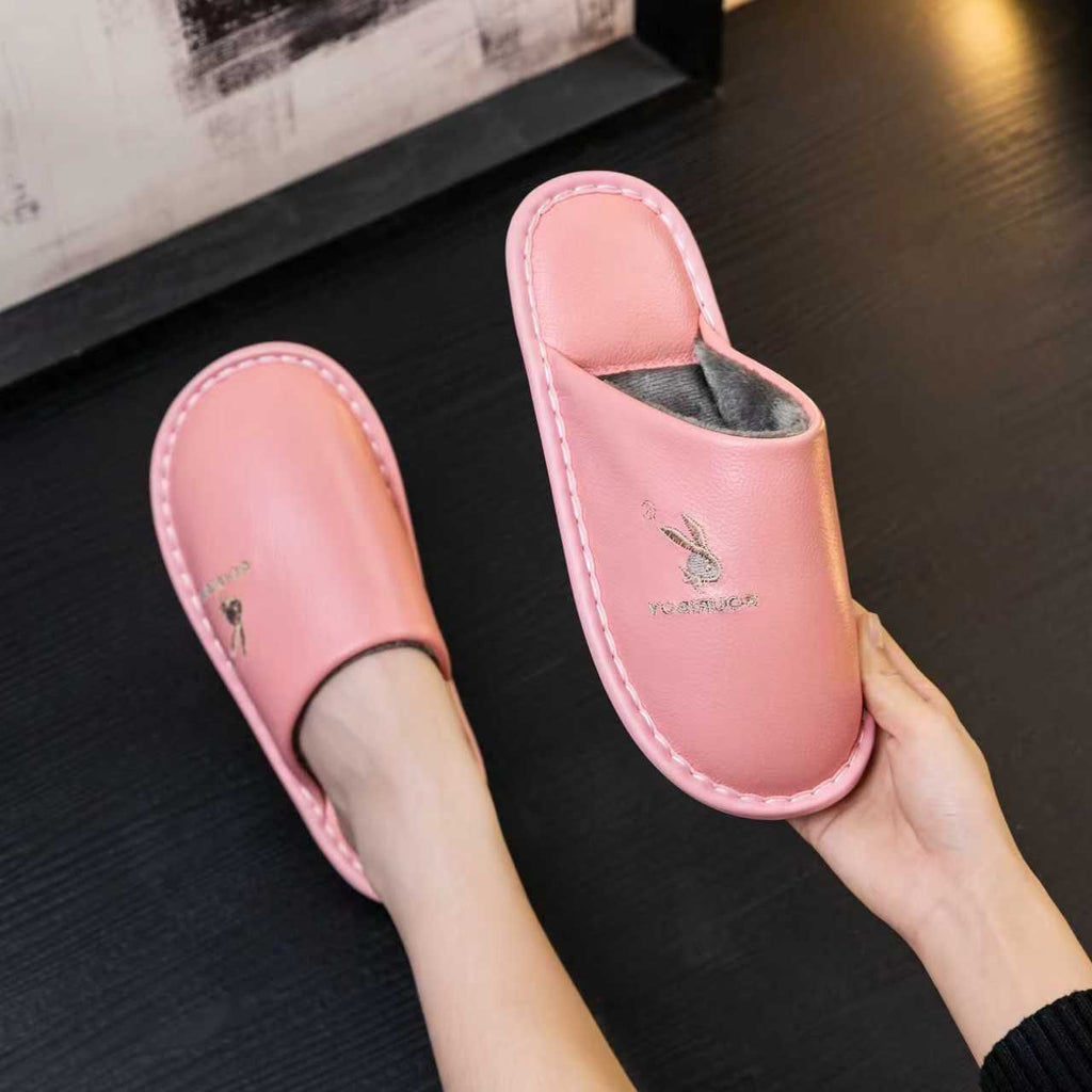 Top-grain cowhide slippers for couples in autumn and winter