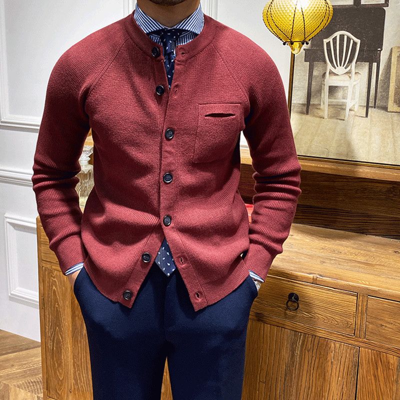 Mr. Lu San's short stand-up collar fashion commuting faux suede jacket for stylish men