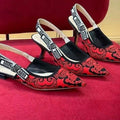 Enjoyed a unique and no-threshold platform coupon. Embroidered Flat Heel Pumps with Covered Toes