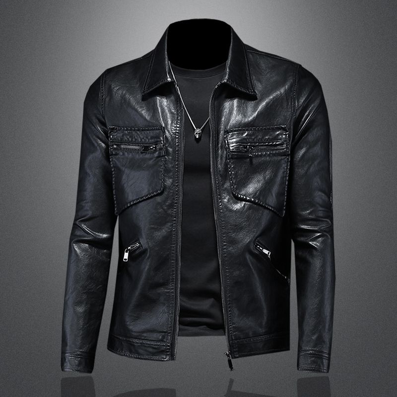 Fleece-lined thermal leather men's autumn and winter