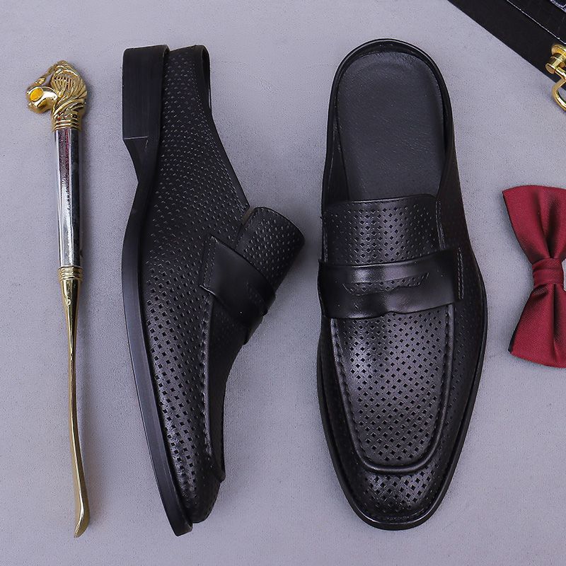 European-style men's mule loafers with closed toes