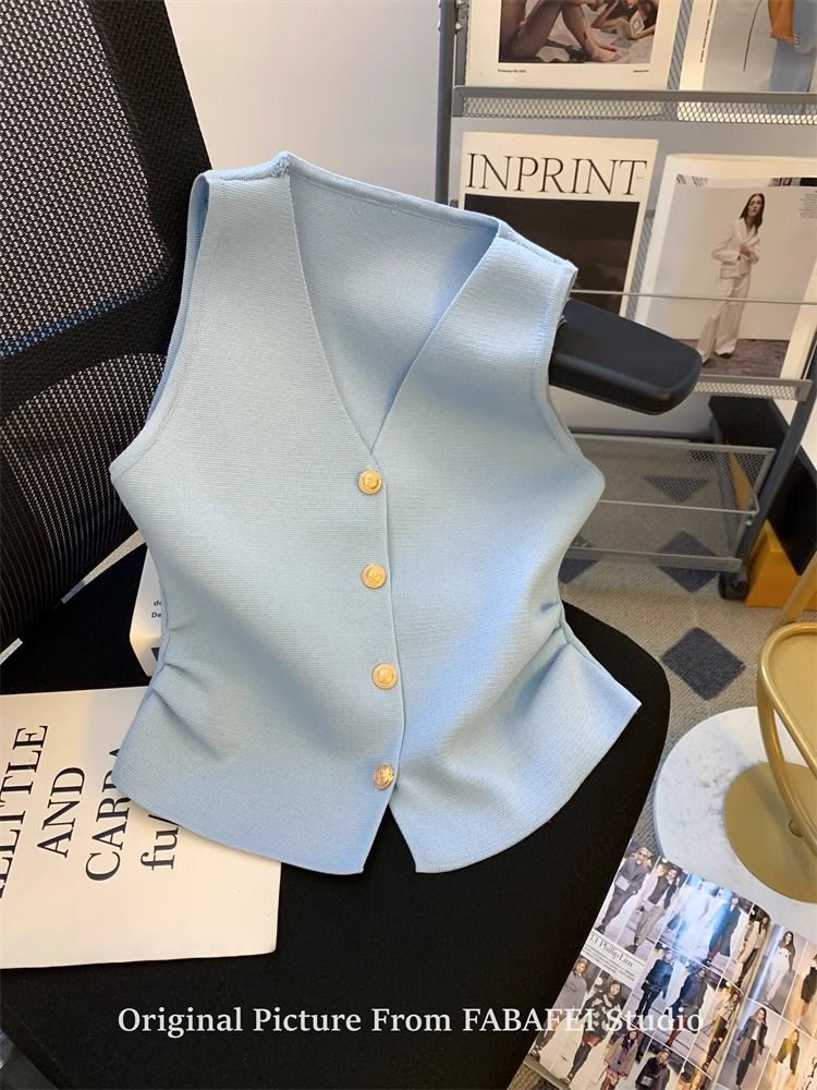 Stylish and Youthful Vest Suit for Women, Slimming and Belly-Covering, Plus Size Professional Attire for Bank and Hospitality