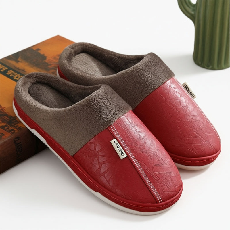 Winter New Men's and Women's Warm Cotton Slippers with Plush Lining, Waterproof and Cold-resistant, Padded Slippers for Dad and Mom