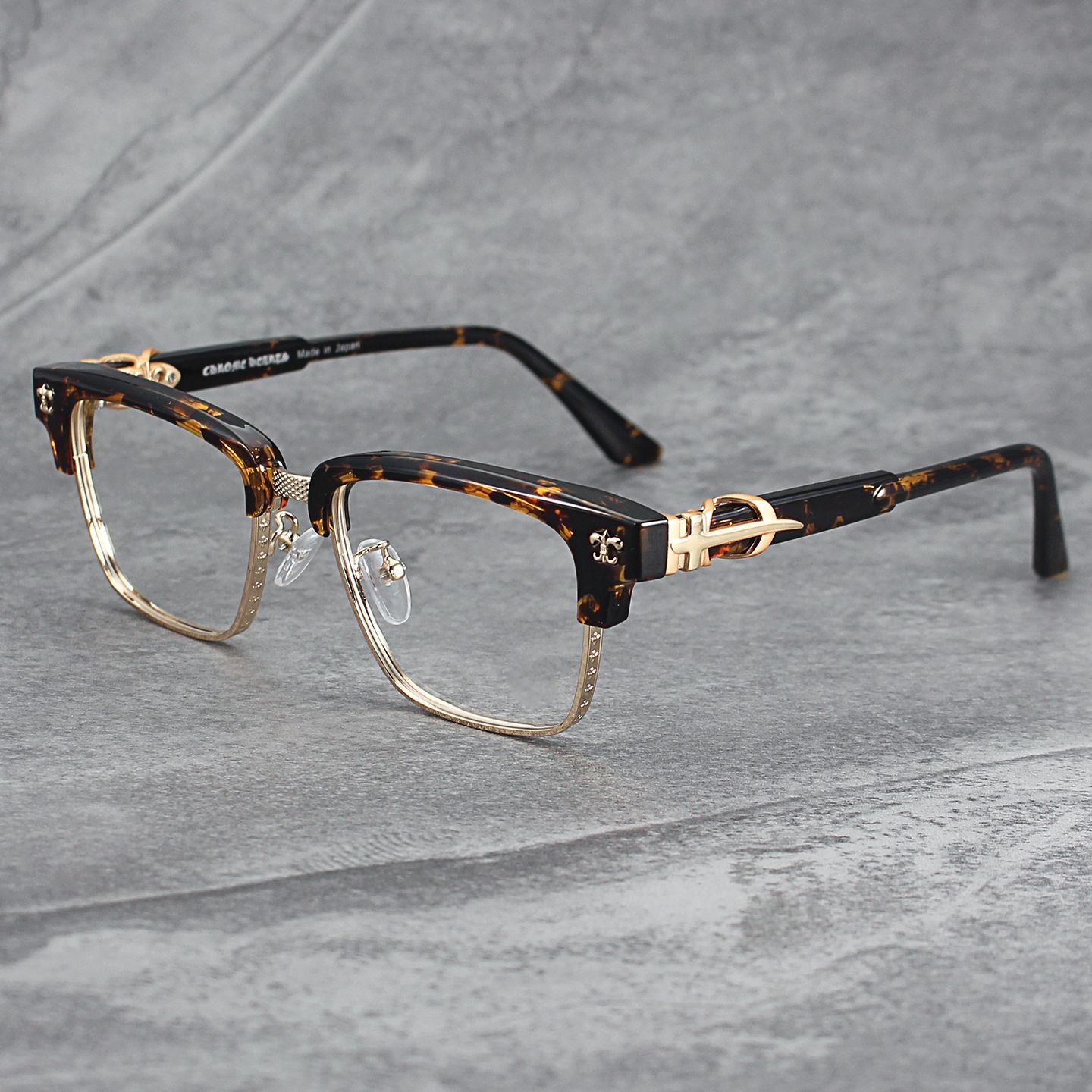 Retro Large-Face Half-Frame Metal Glasses for Men and Women, Anti-Blue Light Radiation