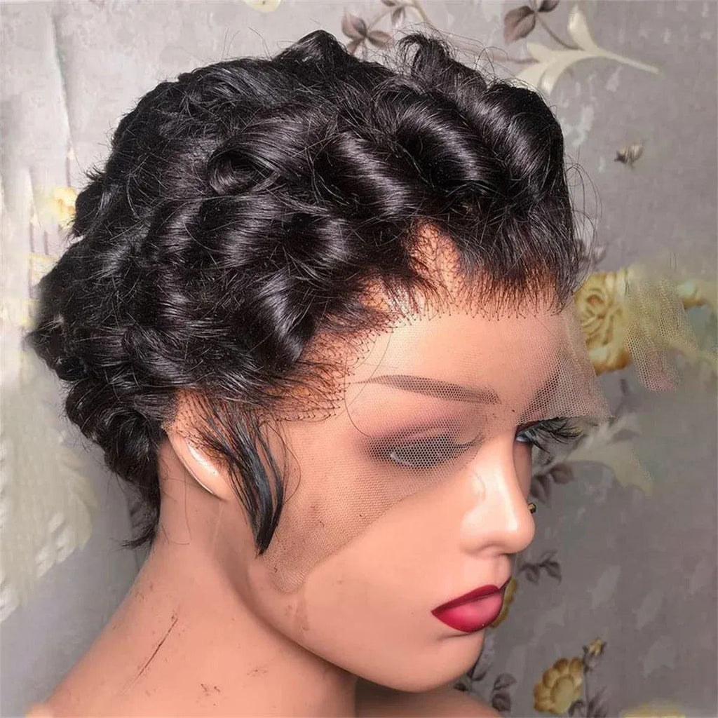 13X4 Short Curly Brazilian Human Hair Wigs