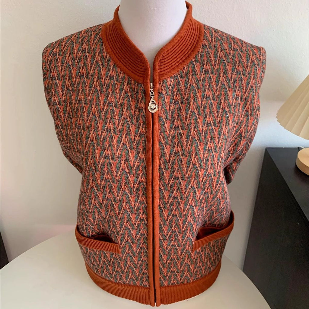 Elderly Women's Autumn and Winter Cardigan Jacket