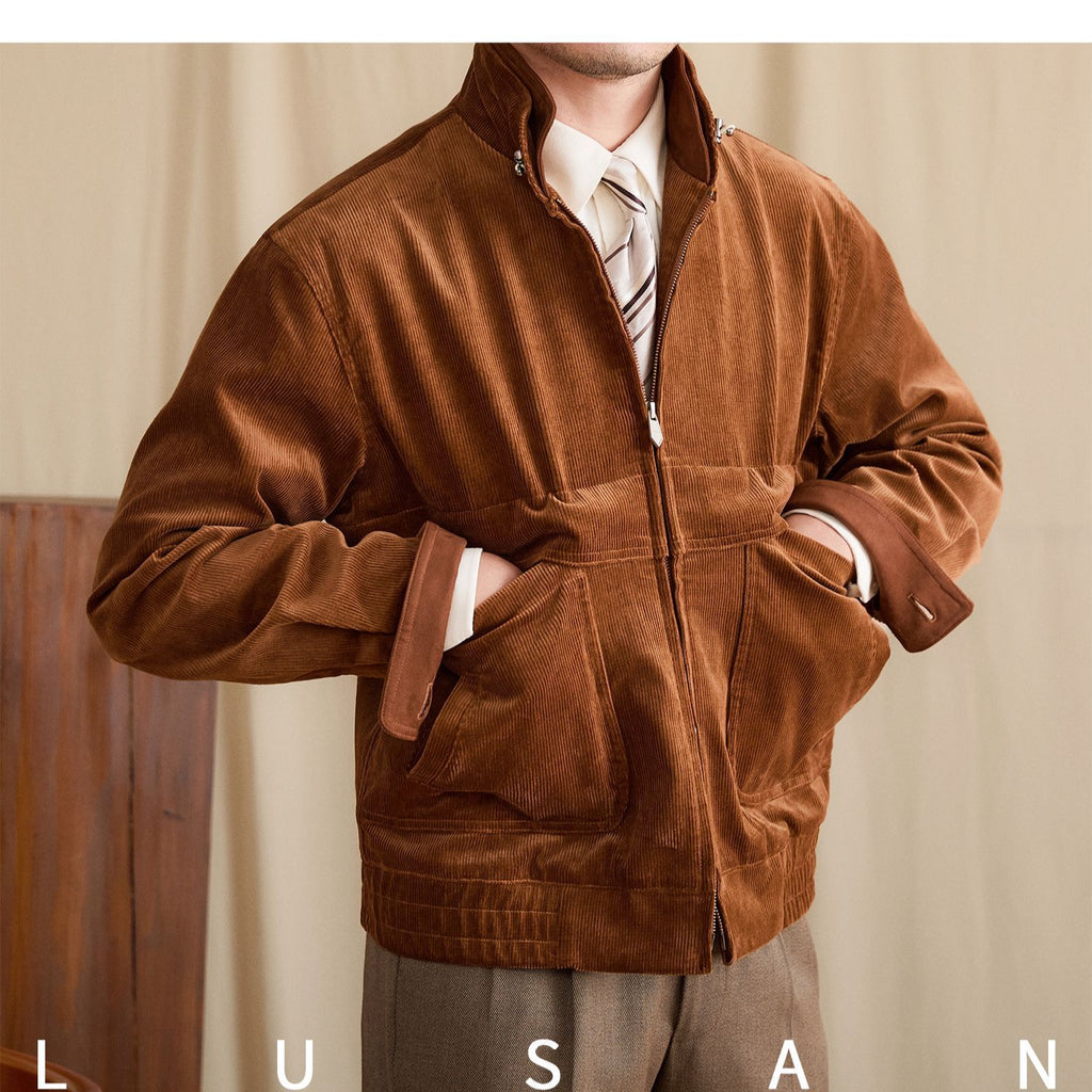 Mr. Lu San's short stand-up collar fashion commuting faux suede jacket for stylish men