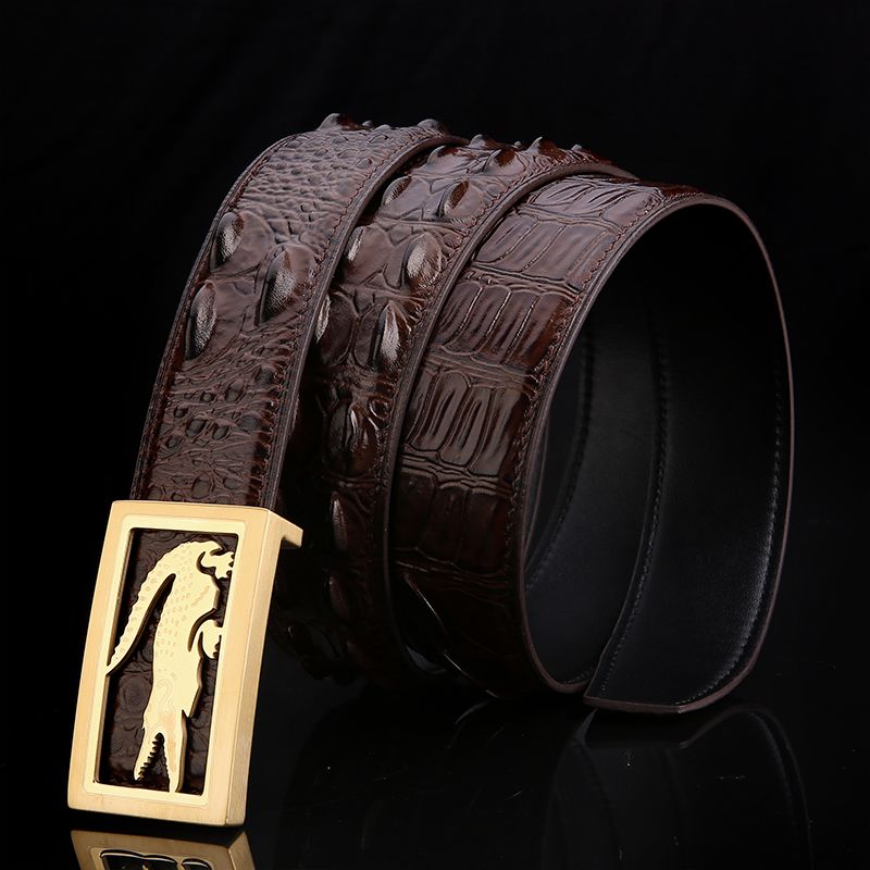 "Collected by 5903 People: Thai Crocodile Leather Men's Belt, Genuine Leather with Smooth Buckle for Business and Casual Wear"